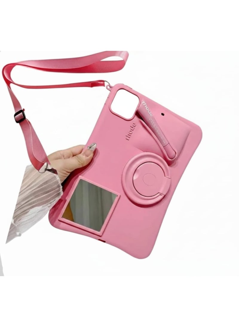 rhode 3D Lipstick Make-up Silicone Case For iPad Air 11 Inch 7th/6th Generation (M3/M2) 2025/2024, for iPad Air 5th/4th Generation Case  2022/2020 (lip Gloss + Rope included) - Image 2